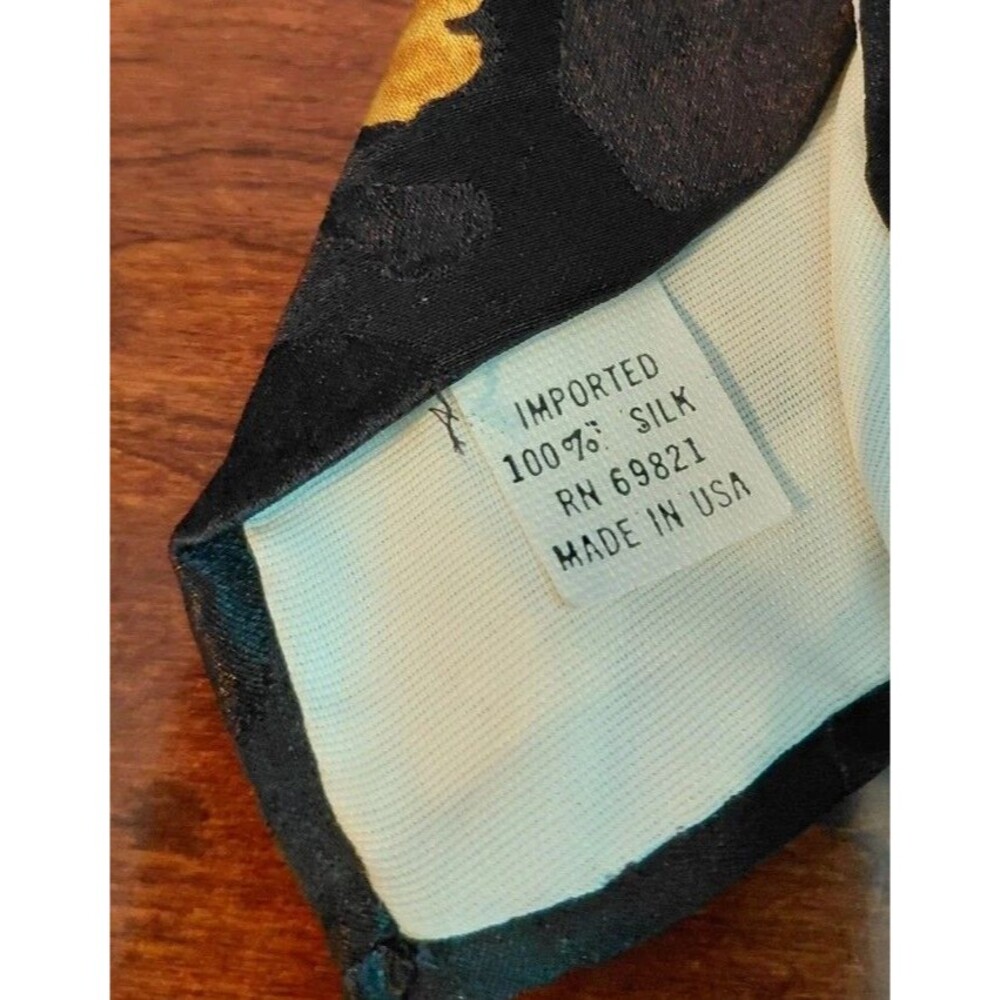 Ralph Marlin Black Gold Rorshack Vintage Necktie 100% Silk 56" X 3.75" - Picture 5 of 6